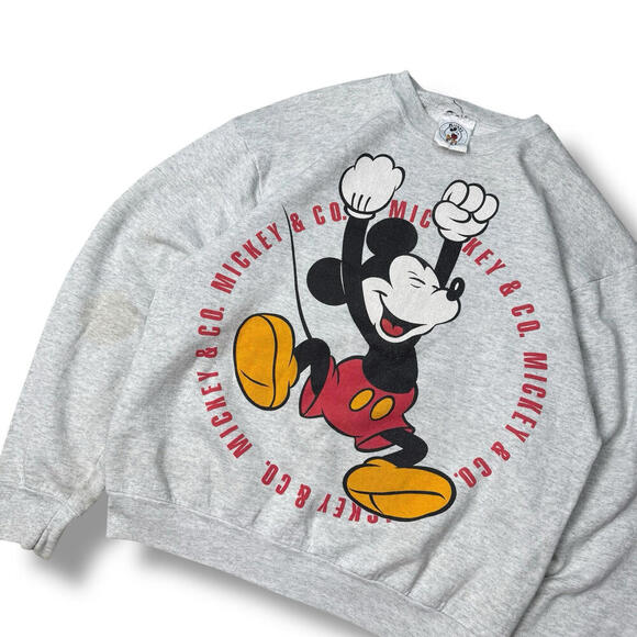 VTG 90s Disney Mickey & Co. Sweatshirt Big Mickey Mouse Graphic Fleece Sz L Y2K - Picture 4 of 12
